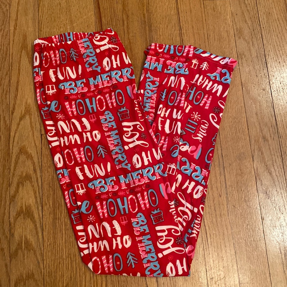 Red Holiday Printed Leggings